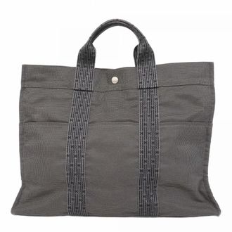 Herm&egrave;s Gray Canvas Tote Bag (Pre-Owned)