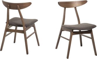 Beliani Conjunto de 2 sillas de comedor Madera Marr&oacute;n oscuro Gris