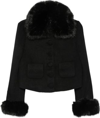 Self Portrait Faux-fur Trim Button-up Jacket