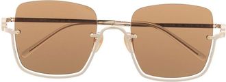 Gucci oversized square-frame sunglasses - unisex - Metal - One Size - Gold