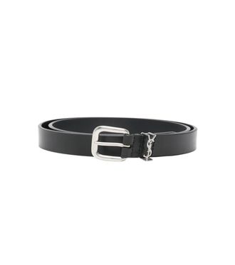 Saint Laurent Black Logo Buckle Belt