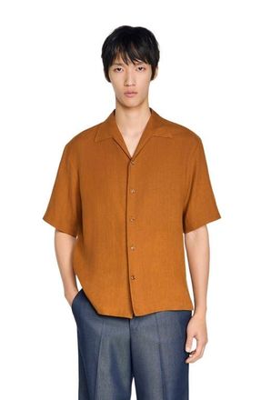 Sandro Linen shirt in Whisky at Nordstrom, Size Xx-Large