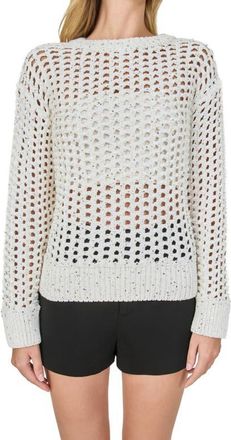 endless rose Sequins Open Stitch Sweater in White at Nordstrom, Size X-Small