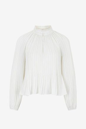 Veronica Beard Plissierte Bluse mit Puff&auml;rmeln Walker