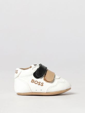 HUGO BOSS Sneakers stringate da bambino in pelle liscia con logo stampato