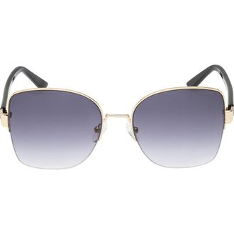 Guess 59mm Gradient Butterfly Sunglasses in Gold /Gradient Smoke at Nordstrom Rack