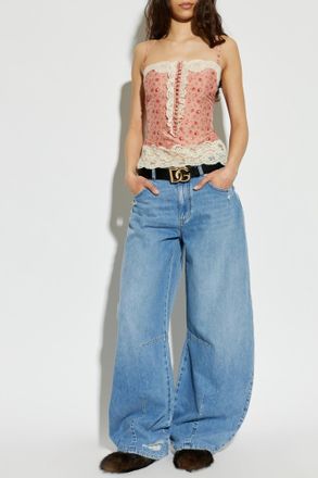 Dolce & Gabbana Top With Floral Motif, Womens, Pink