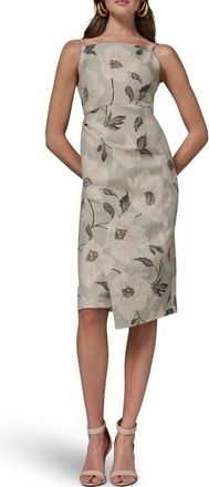 DKNY Metallic Floral Jacquard Sheath Dress in Agave Multi at Nordstrom, Size 16