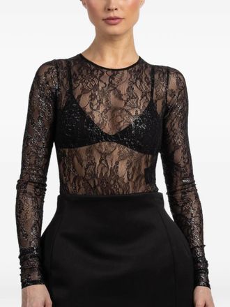 Wardrobe.NYC lace long-sleeve bodysuit - women - Fabric - S - Black