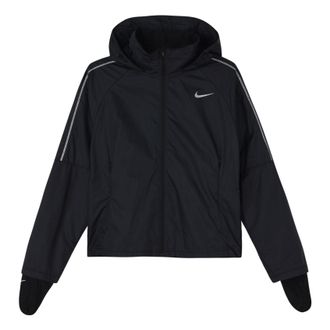 Nike (WMNS) Nike Shield Running Breathable Windproof Sports Black Jacket CU3386-010