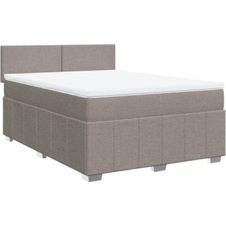 vidaXL Cama Box Spring Con Colch&oacute;n Tela Gris Taupe 160x200 Cm Vidaxl