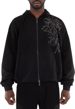Emporio Armani Embellished Zip-Up Jacket, Size Medium