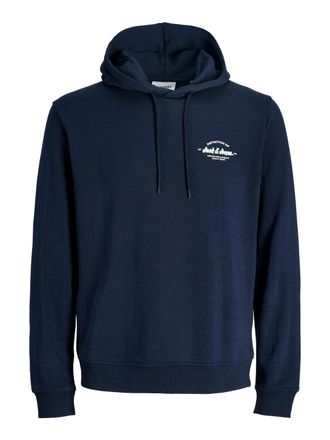 Jack & Jones Plus Size Kapuzensweatshirt JJBRANDON SWEAT HOOD PLS, Herren, Gr. 4XL, navy blazer, angeraute Sweatware, Obermaterial: 60% Polyester, 40% Baumwolle, JACK & JONE