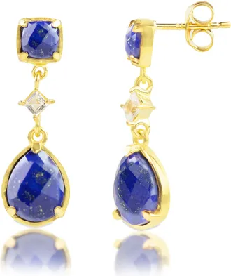 MAX + STONE 18k Gold Over Sterling Silver 7.5 CT. TW 3 Stone Gemstone Dangle Earrings