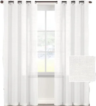 No Brand Cortinas Transparentes Con Anillas - Lino - Blanco - 132 X 160 Cm