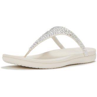 FitFlop Fitflop Solay Mixed-Crystal Textile Womens Cream Sandals - Size UK 8