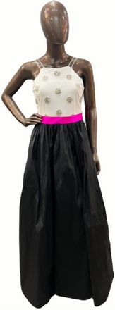 Aidan Mattox Scatted Beaded Bodice Gown In Black/ivory