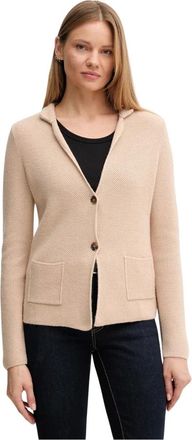 Benetton Truien & Vesten, Dames, Beige, S, Wol, Cardigan met opgestikte zakken