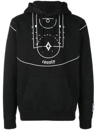 Marcelo Burlon basketball court print hoodie - men - Cotton/Polyester - S - Black