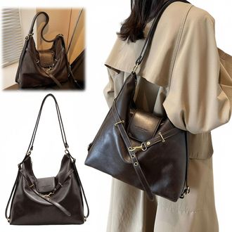 Generic PU Armpit Bag Solid Color Shoulder Bag Elegant Handbags for Women Girls (Coffee)