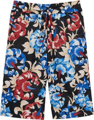 Ami floral-print elasticated-waist shorts - men - Polyamide - M - Black