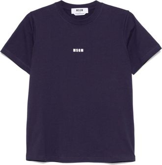 Msgm T-shirt met ronde hals - Dames - T-shirts - Blauw - S - Katoen - Tops