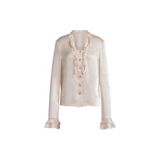 Alberta Ferretti Silk and satin blouse - female - Alberta Ferretti - Blouses - Pink - S - Blouses & Shirts