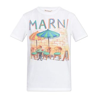 Marni T-Shirts, female, White, Size: 2XS Logo T-Shirt