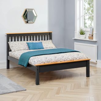 Seconique Monaco 46 Double Bed Low Foot End in Dark Grey
