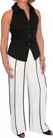 Vintage Havana Earthy Linen Striped Pants In Sand/black