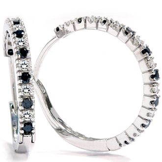 Pompeii3 1/2ct Black & White Diamond Hoops 14K White Gold