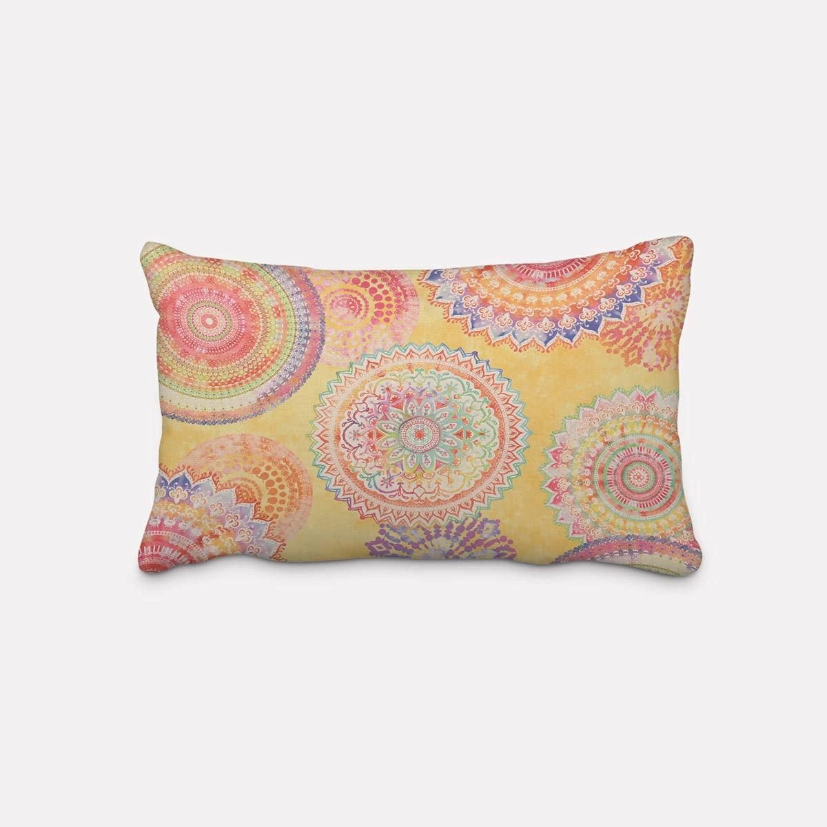 Dekorative Kissenbezüge 35x35 Cm, 4er Set – Samtstoff, Gelbe Blumen-Muster, Mit Unsichtbarem Reißverschluss