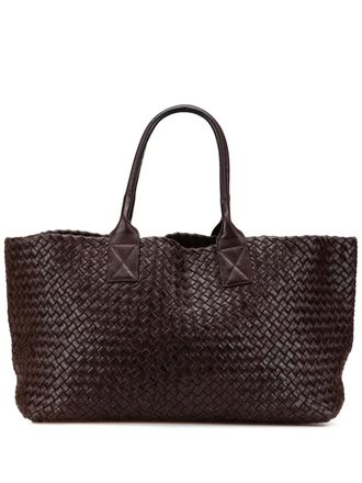Bottega Veneta 2000-2007 Medium Lambskin Intreccio Cabat tote bag - Brown