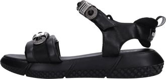 Elena Iachi Leren en imitatie leren sandalen - Dames - Sandalen - Zwart - 41 EU - Leer - Schoenen