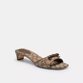 Coach Bow Kitten Heel Sandal In Signature Jacquard