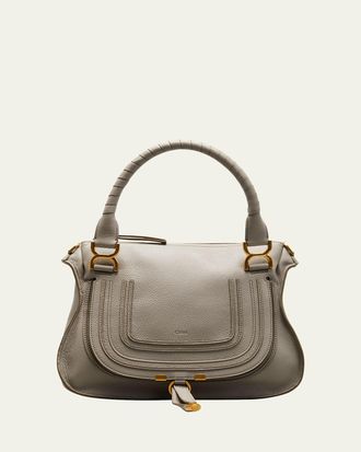 Chlo&eacute; Marcie Medium Double Carry Satchel Bag in Grained Leather