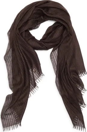 Nordstrom Striped Silk & Cashmere Scarf in Brown at Nordstrom