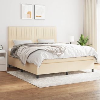 vidaXL Vidaxl - Cama Box Spring Con Colch&oacute;n Tela Color Crema 180x200 Cm