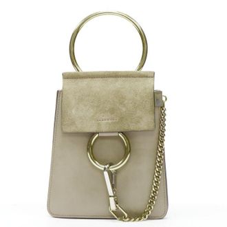 Chlo&eacute; Chloe Faye gold bangle ring chained crossbody suede bag