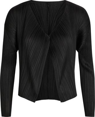 Pleats Please Issey Miyake Pleated Woven Cardigan - Black - 5