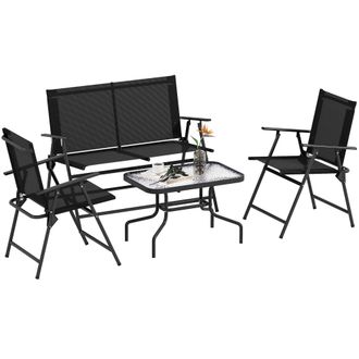 OUTSUNNY Patio Furniture Set - Garden Set w/ Table - Foldable Chairs - a Loveseat | TJ Hughes