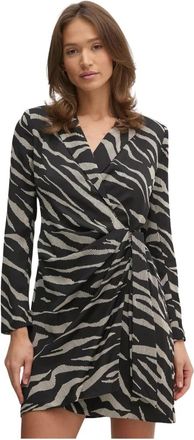 DKNY Zebra-printwikkeljurk - Dames - Wikkelkleedje - Zwart - 2XS - Polyester - Kleedjes