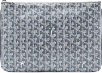 Goyard Pre-owned Clutches, female, Gray, Size: ONE SIZE Pre-owned Vintage Monogrammed Leather Pouch