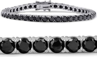 Pompeii3 14k White Gold Black Diamond Round-Cut Tennis Bracelet 11 1/2Ct 7