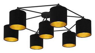 Eglo L&aacute;mpara De Ara&ntilde;a Eglo Staiti 280w Forma Cil&iacute;ndrica &Oslash; 84 Cm. Sal&oacute;n, Comedor Y Dormitorio. Estilo Dise&ntilde;o. Acero Y Textil. Color Dorado Y Negro