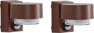 Beliani Conjunto De 2 L&aacute;mparas Led Para Pared De Exterior 10 Cm De Metal Aluminio Moderno Marr&oacute;n Govia