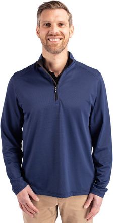 Cutter & Buck Virtue Eco Pique Micro Stripe Recycled Mens Quarter Zip