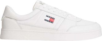 Tommy Jeans Leren platte sneakers voor heren van Greenwich (Ecru)