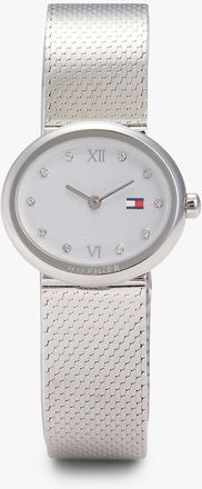 Tommy Hilfiger Womens 25MM Oval Crystal Accent Mesh Watch - Grey