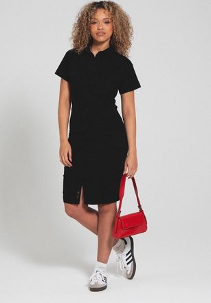 Bench Womens Perse Cotton Blend Short Sleeve Cargo Dress - Black - Size 8 UK